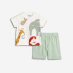 Βρεφικό σετ καλοκαιρινό για αγόρι χρώμα λευκό-φιστικί FUNKY 125-050113-1
