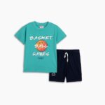 Σετ μακό καλοκαιρινό για αγόρι σε χρώμα τιρκουάζ-μπλε FUNKY 125-301112-1