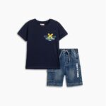 Σετ καλοκαιρινό βερμούδα τζιν για αγόρι σε χρώμα μπλε FUNKY 125-302101-1