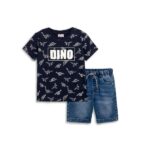 Σετ καλοκαιρινό μπλούζα-βερμούδα φούτερ τζιν για αγόρι σε χρώμα μπλε FUNKY 125-302104-1