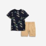 Σετ καλοκαιρινό μπλούζα-βερμούδα σταθερή για αγόρι σε χρώμα μπλε-μπεζ FUNKY 125-393114-1