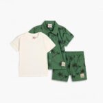 Σετ καλοκαιρινό 3τμχ πουκάμισο-μπλούζα-βερμούδα για αγόρι σε χρώμα πράσινο-λευκό FUNKY 125-395110-1
