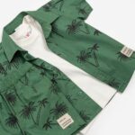 Σετ καλοκαιρινό 3τμχ πουκάμισο-μπλούζα-βερμούδα για αγόρι σε χρώμα πράσινο-λευκό FUNKY 125-395110-1