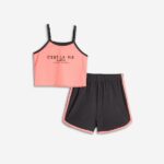 Σετ μακό σορτς αθλητικό για κορίτσι σε χρώμα ροζ-ανθρακί FUNKY 125-524110-2