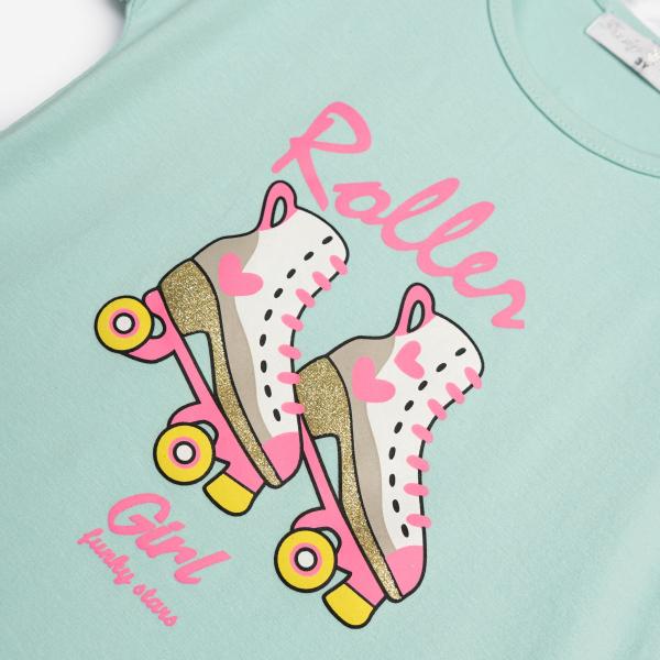 Σετ μακό μπλούζα-κολάν κάπρι για κορίτσι σε χρώμα βεραμάν-μαύρο FUNKY 125-719104-1