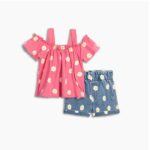 Σετ καλοκαιρινό τζιν σορτς για κορίτσι σε χρώμα ροζ-μπλε FUNKY 125-726105-1