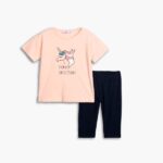 Σετ μακό μπλούζα-κολάν κάπρι για κορίτσι σε χρώμα ροζ-μπλε FUNKY 125-739111-1