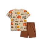Βρεφικό σετ καλοκαιρινό μακό για αγόρι χρώμα μπεζ-καφέ FUNKY 125-801115-1