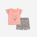Βρεφικό σετ σορτς για κορίτσι σε χρώμα ροζ-λευκό λεοπάρ FUNKY 125-924120-1