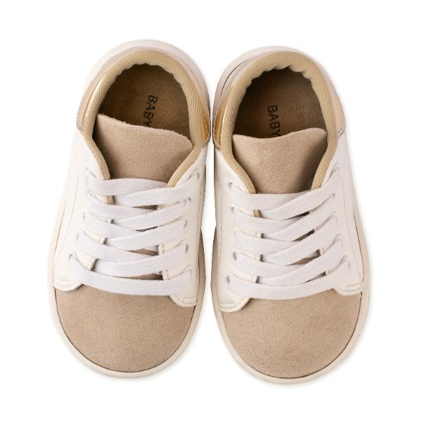 Παπούτσια Βαπτιστικά Δερμάτινα Sneakers BABYWALKER Λευκό-Μπεζ BS3037