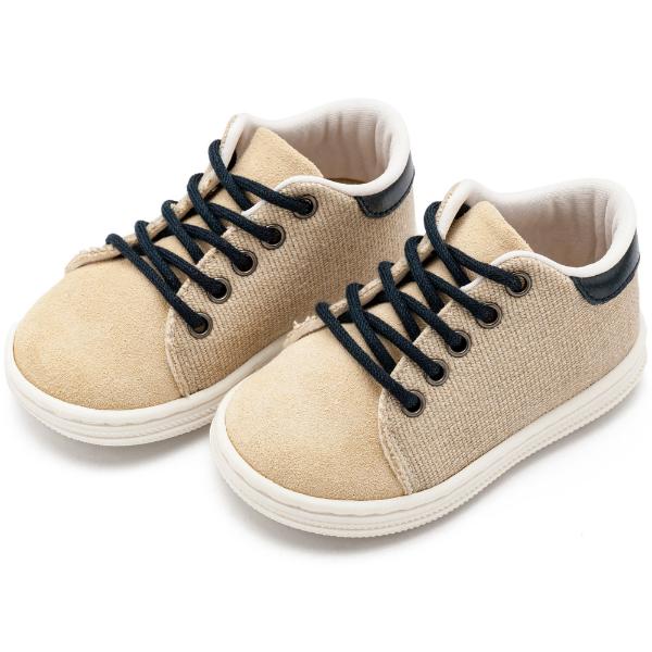 Παπούτσια Βαπτιστικά Δερμάτινα Sneakers BABYWALKER Μπεζ-Μπλε BS3073