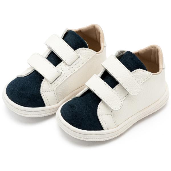 Παπούτσια Βαπτιστικά Δερμάτινα Sneakers BABYWALKER Λευκό-Μπλε BS3080