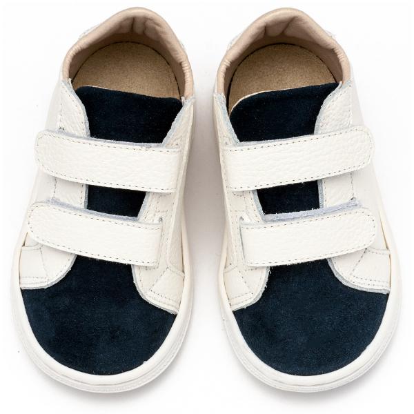 Παπούτσια Βαπτιστικά Δερμάτινα Sneakers BABYWALKER Λευκό-Μπλε BS3080