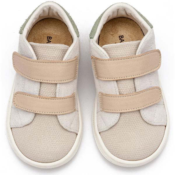 Παπούτσια Βαπτιστικά Δερμάτινα Sneakers BABYWALKER Λευκό-Μπεζ-Μέντα BS3085