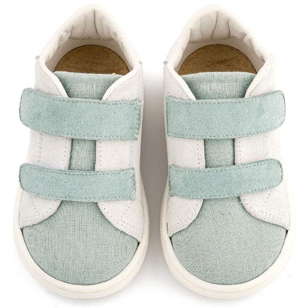 Παπούτσια Βαπτιστικά Δερμάτινα Sneakers BABYWALKER Λευκό-Γαλάζιο BS3085