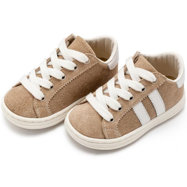 Παπούτσια Βαπτιστικά Καστόρινα Sneakers BABYWALKER Μπεζ-Λευκό BS3086