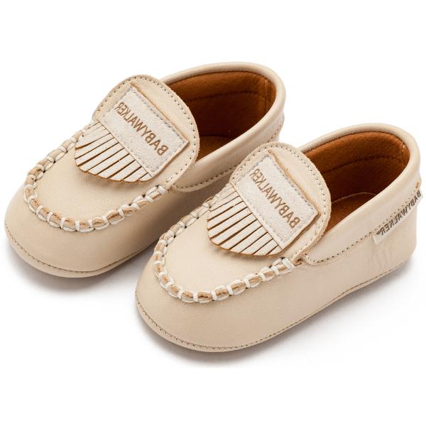 MI1128 BEIGE BABYWALKER Παπούτσια Βαπτιστικά Δερμάτινα Loafers Αγκαλιάς BABYWALKER Εκρού MI1128