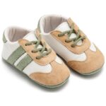 Παπούτσια Βαπτιστικά Δερμάτινα Sneakers Αγκαλιάς BABYWALKER Λευκό-Μπεζ-Μέντα MI1129