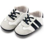 Παπούτσια Βαπτιστικά Δερμάτινα Sneakers Αγκαλιάς BABYWALKER Λευκό-Γκρι-Μπλε MI1129