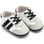 Παπούτσια Βαπτιστικά Δερμάτινα Sneakers Αγκαλιάς BABYWALKER Λευκό-Γκρι-Μπλε MI1129
