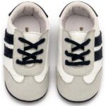 Παπούτσια Βαπτιστικά Δερμάτινα Sneakers Αγκαλιάς BABYWALKER Λευκό-Γκρι-Μπλε MI1129