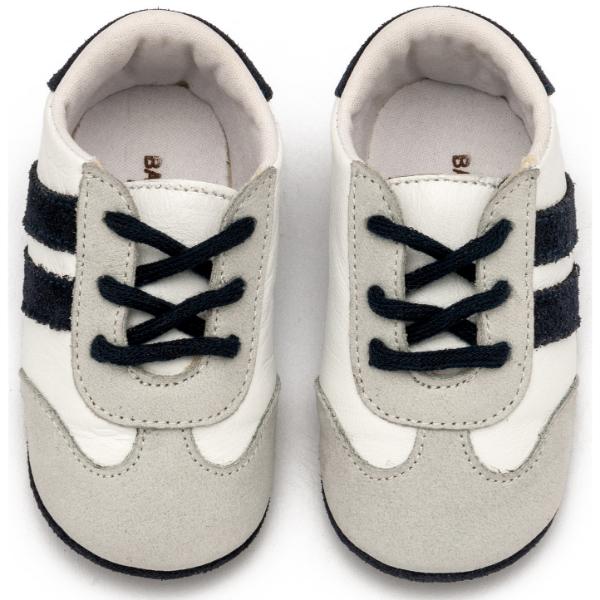 Παπούτσια Βαπτιστικά Δερμάτινα Sneakers Αγκαλιάς BABYWALKER Λευκό-Γκρι-Μπλε MI1129