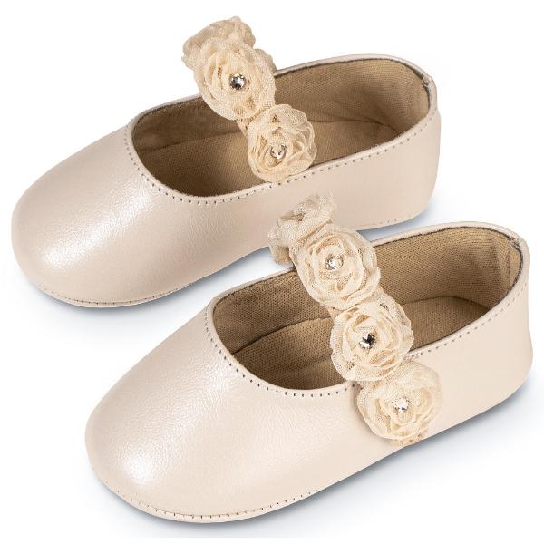 MI1638 IVORY BABYWALKER Βαπτιστικές Δερμάτινες Μπαλαρίνες Αγκαλιάς BABYWALKER Εκρού MI1638