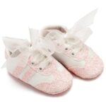 Βαπτιστικά Δερμάτινα Sneakers Αγκαλιάς BABYWALKER Λευκό-Ροζ MI1653