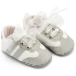 Βαπτιστικά Δερμάτινα Sneakers Αγκαλιάς BABYWALKER Λευκό-Ασημί MI1653