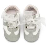 Βαπτιστικά Δερμάτινα Sneakers Αγκαλιάς BABYWALKER Λευκό-Ασημί MI1653