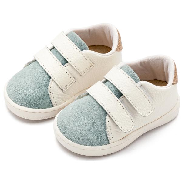 PRI2113 WHITE MINERAL BABYWALKER Παπούτσια Βαπτιστικά Δερμάτινα Sneakers BABYWALKER Λευκό-Γαλάζιο-Μπεζ PRI2113
