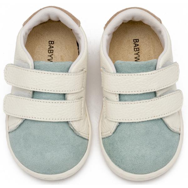 Παπούτσια Βαπτιστικά Δερμάτινα Sneakers BABYWALKER Λευκό-Γαλάζιο-Μπεζ PRI2113