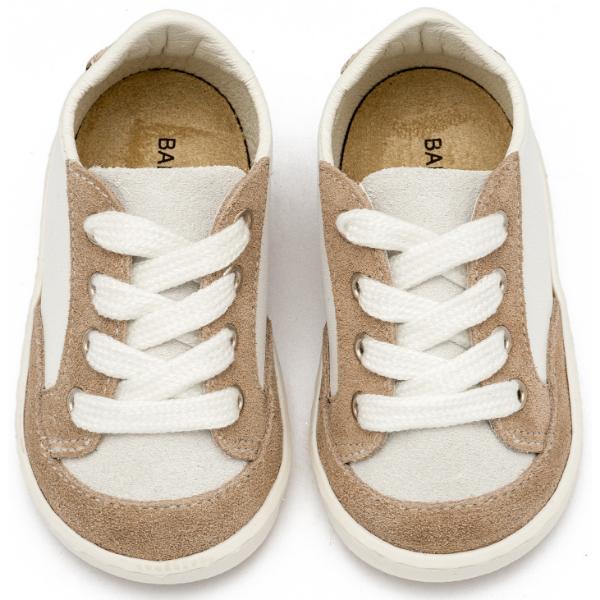 Παπούτσια Βαπτιστικά Δερμάτινα Sneakers BABYWALKER Λευκό-Μπεζ PRI2120