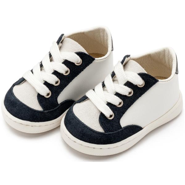 PRI2120 WHITE BLUE BABYWALKER Παπούτσια Βαπτιστικά Δερμάτινα Sneakers BABYWALKER Λευκό-Μπλε PRI2120