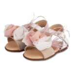 Βαπτιστικά Δερμάτινα Πέδιλα BABYWALKER Εκρού-Ροζ PRI2616