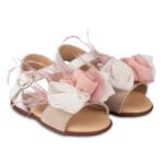 Βαπτιστικά Δερμάτινα Πέδιλα BABYWALKER Εκρού-Ροζ PRI2616