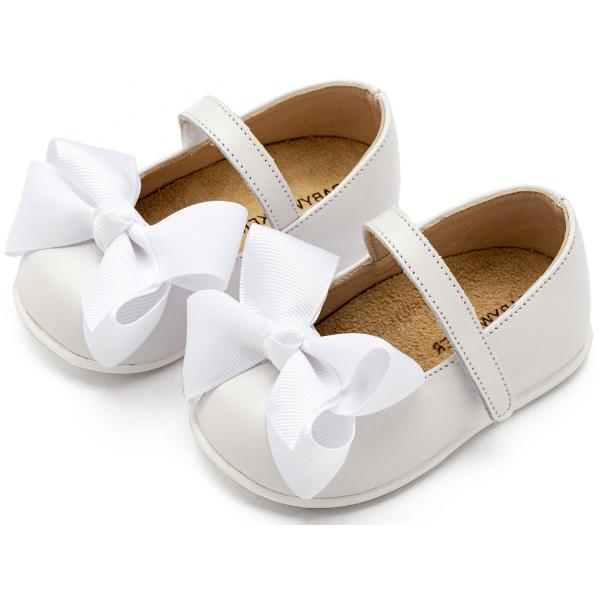 PRI2631 WHITE BABYWALKER Βαπτιστικές Δερμάτινες Μπαλαρίνες BABYWALKER Λευκό PRI2631