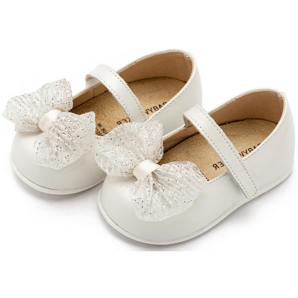 PRI2639 IVORY BABYWALKER Βαπτιστικές Δερμάτινες Μπαλαρίνες BABYWALKER Εκρού PRI2639