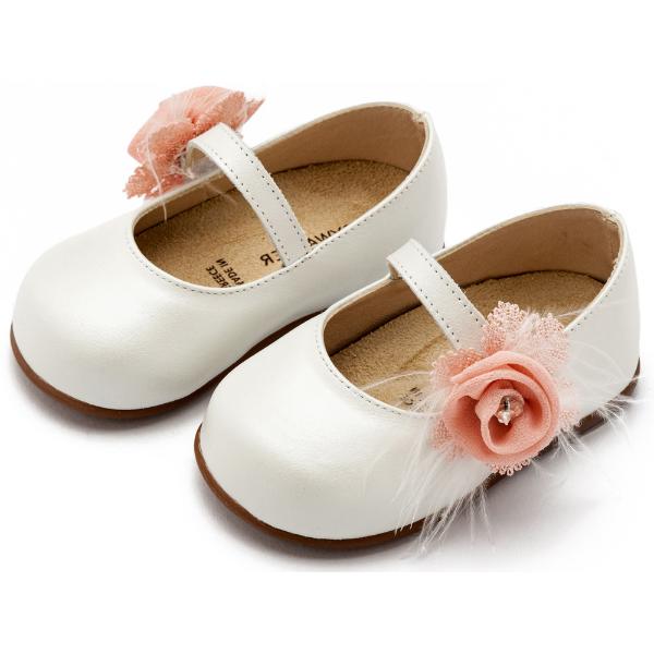 PRI2640 IVORY PINK BABYWALKER Βαπτιστικές Δερμάτινες Μπαλαρίνες BABYWALKER Εκρού-Ροζ PRI2640