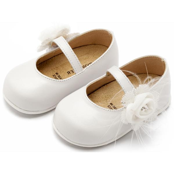 PRI2640 WHITE BABYWALKER Βαπτιστικές Δερμάτινες Μπαλαρίνες BABYWALKER Λευκό PRI2640