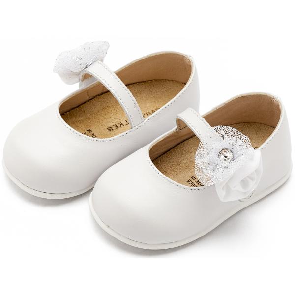 PRI2642 WHITE BABYWALKER Βαπτιστικές Δερμάτινες Μπαλαρίνες BABYWALKER Λευκό PRI2642