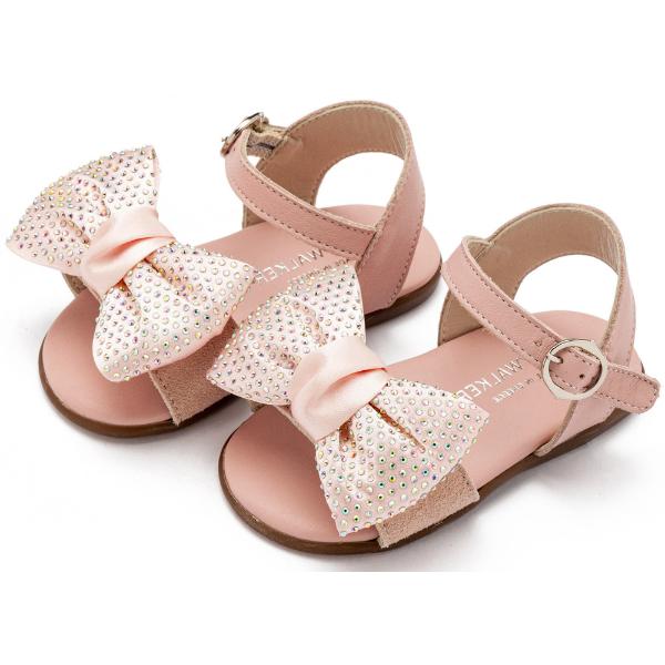 PRI2643 PINK BABYALKER Βαπτιστικά Δερμάτινα Πέδιλα BABYWALKER Ροζ PRI2643