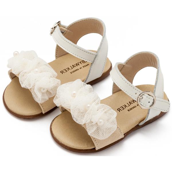 PRI2645 IVORY BABYWALKER Βαπτιστικά Δερμάτινα Πέδιλα BABYWALKER Εκρού PRI2645