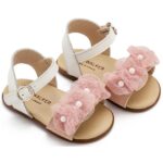 Βαπτιστικά Δερμάτινα Πέδιλα BABYWALKER Εκρού-Ροζ PRI2645