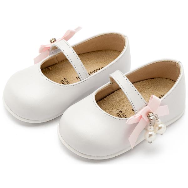 PRI2646 WHITE PINK BABYWALKER Βαπτιστικές Δερμάτινες Μπαλαρίνες BABYWALKER Λευκό-Ροζ PRI2646