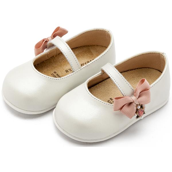 PRI2648 IVORY PINK BABYWALKER Βαπτιστικές Δερμάτινες Μπαλαρίνες BABYWALKER Εκρού-Ροζ PRI2648