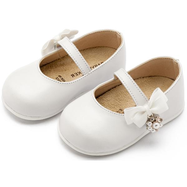 PRI2648 WHITE BABYWALKER Βαπτιστικές Δερμάτινες Μπαλαρίνες BABYWALKER Λευκό PRI2648