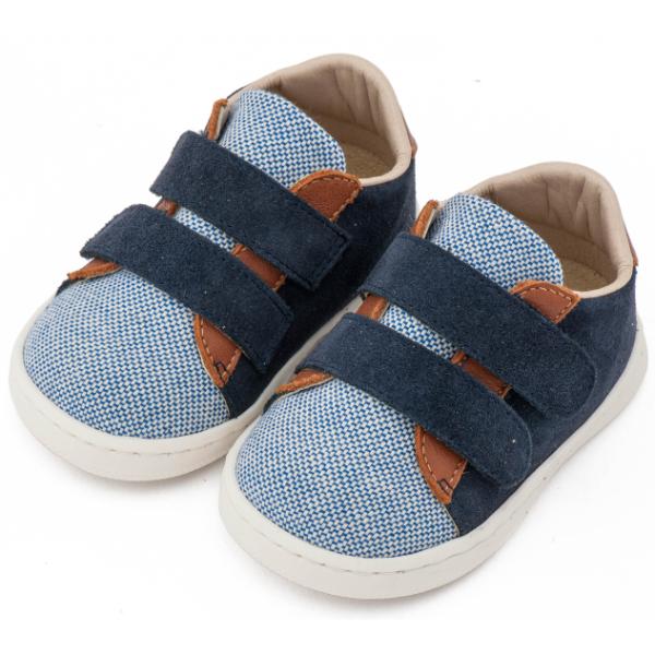 Παπούτσια Βαπτιστικά Δερμάτινα Sneakers BABYWALKER Μπλε-Ταμπά PRI2104