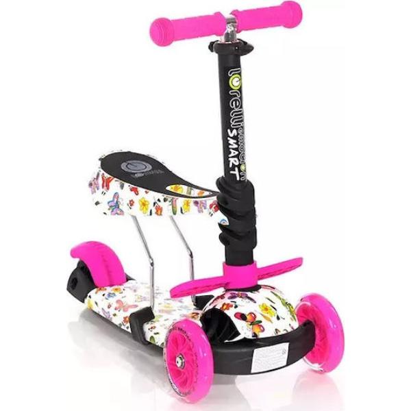 LORELLI Πατίνι Τρίτροχο Με Κάθισμα Smart Pink Butterfly 10390020021