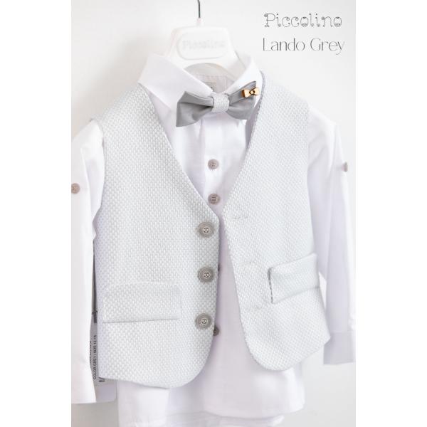 AG20S23-LANDO-GREY-1 Piccolino βαπτιστικό κοστούμι με γιλέκο για αγόρι AG20S23 Lando grey